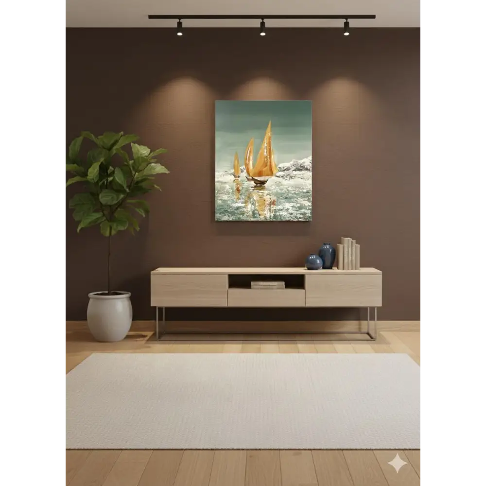 Golden Voyage – Sailing Into Calm(Original) - paintings