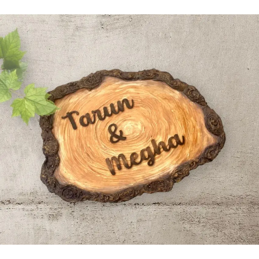 Handcrafted Wooden Bark Nameplate - nameplate