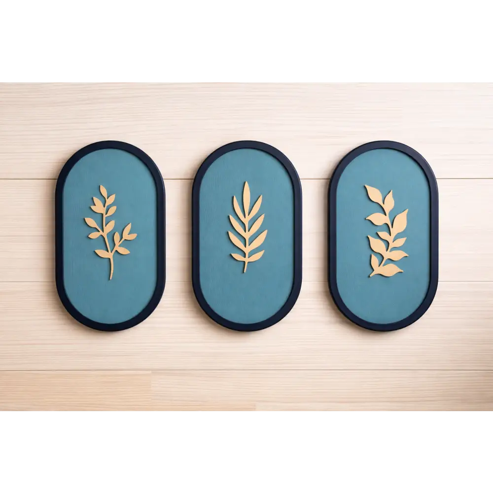 Harmony Trio -Set of 3 Wall Hanging | Wall Decor - 15cm X 28cm / Blue - Wall hanging