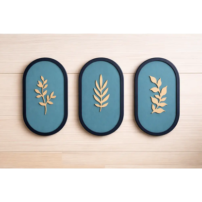 Harmony Trio -Set of 3 Wall Hanging | Wall Decor - 15cm X 28cm / Blue - Wall hanging