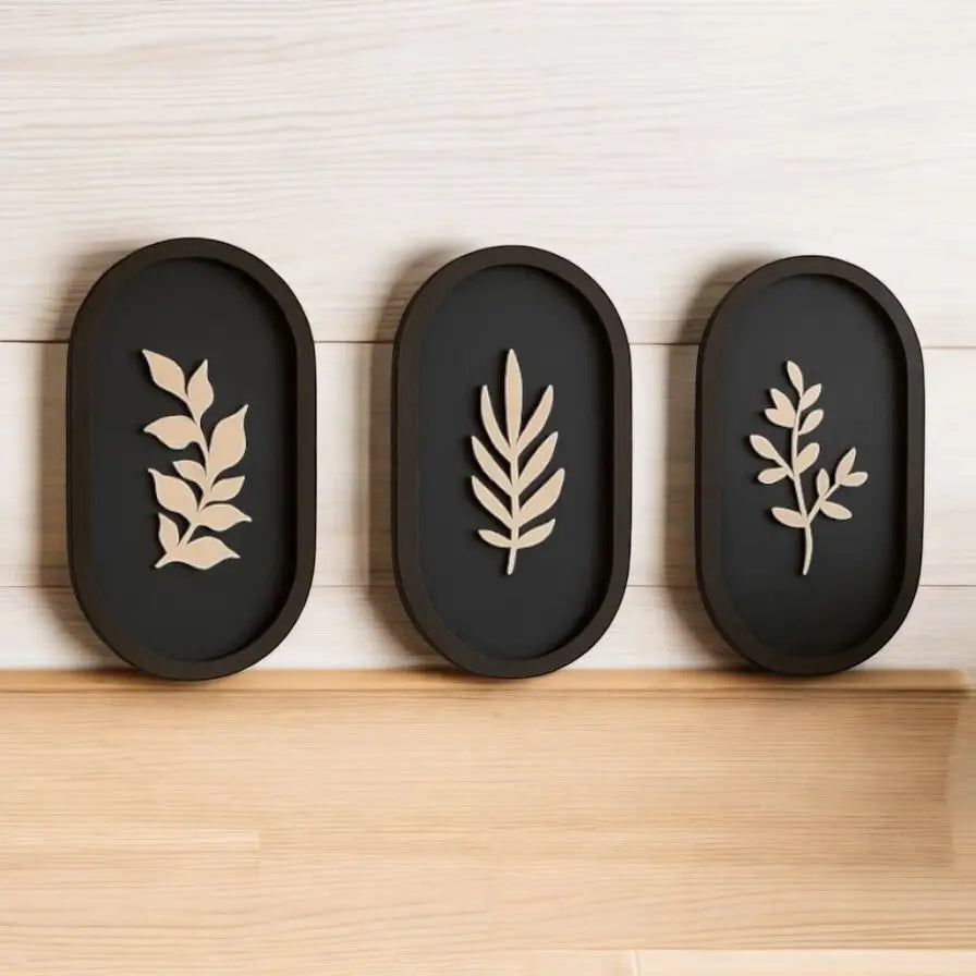 Harmony Trio -Set of 3 Wall Hanging | Wall Decor - 15cm X 28cm / Brown-Black - Wall hanging