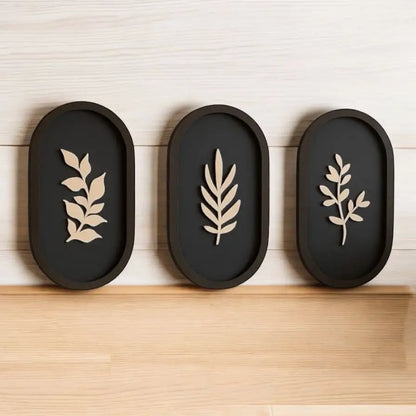 Harmony Trio -Set of 3 Wall Hanging | Wall Decor - 15cm X 28cm / Brown-Black - Wall hanging