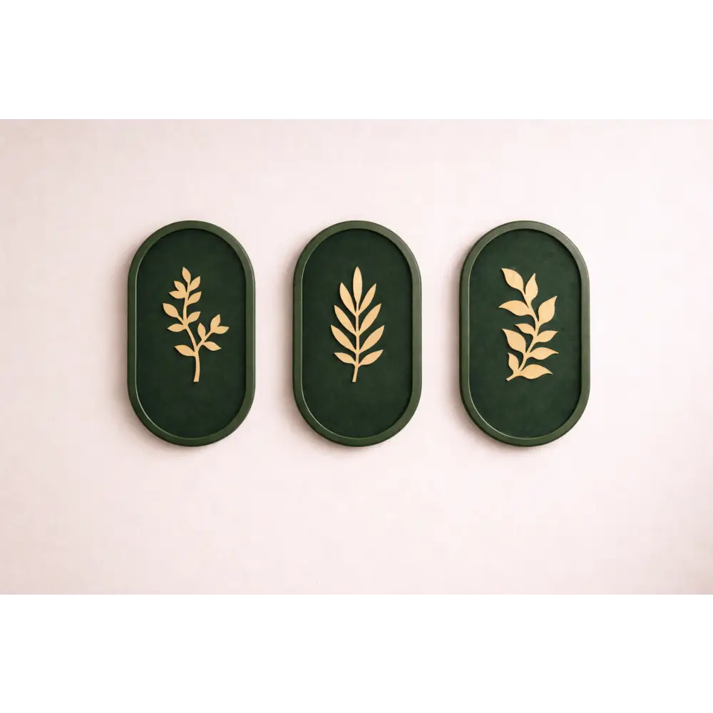 Harmony Trio -Set of 3 Wall Hanging | Wall Decor - 15cm X 28cm / Green - Wall hanging
