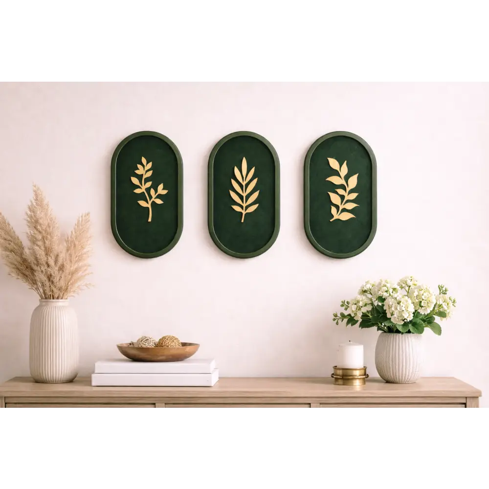 Harmony Trio -Set of 3 Wall Hanging | Wall Decor - 22cm X 39cm / Green - Wall hanging