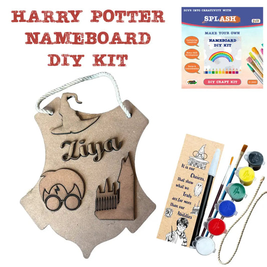 Harry Potter Nameplate DIY Kit for Kids | Personalized Paint Your Own Name Board | Birthday Return Gift I SPLASH DIY