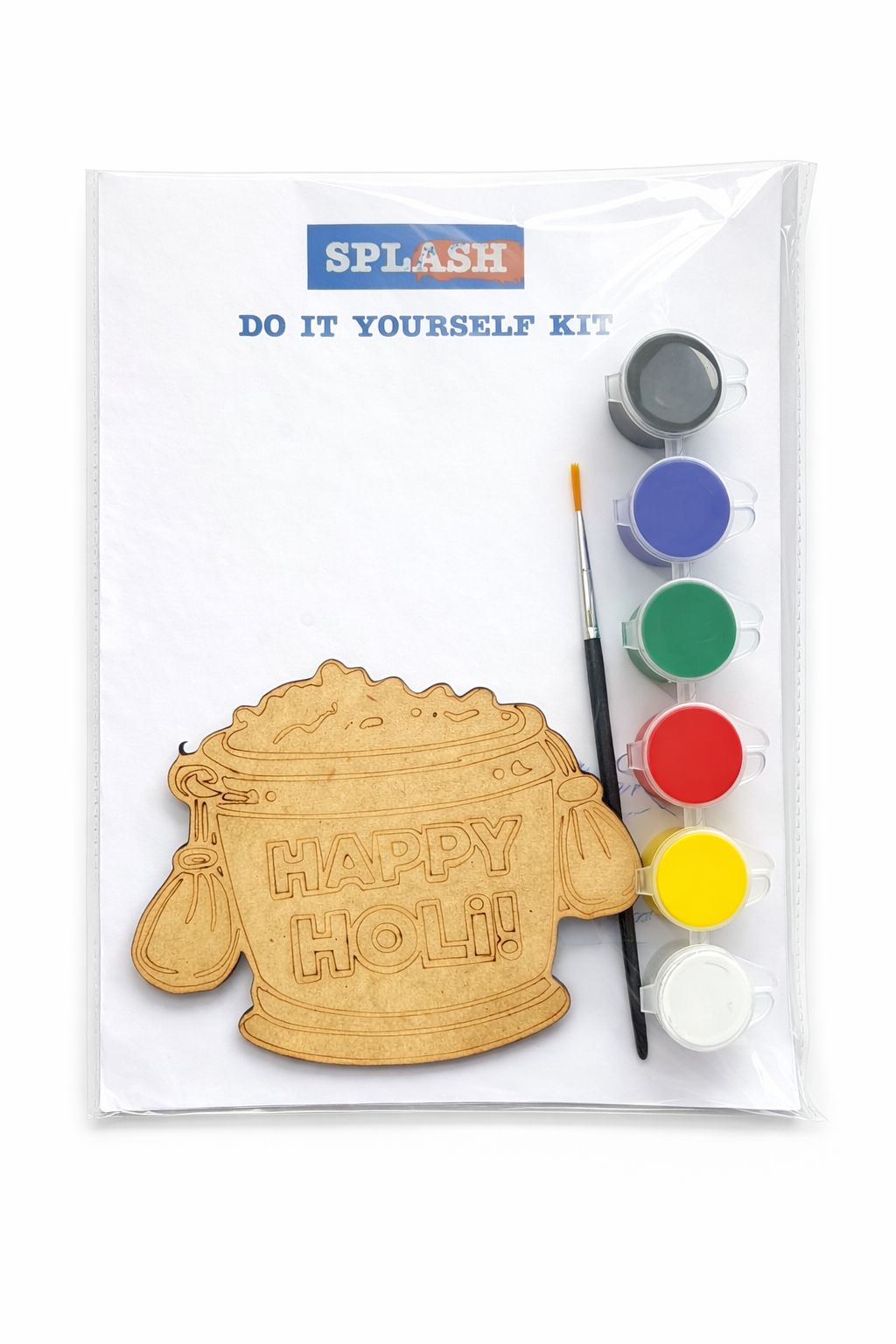 Holi Fridge Magnet DIY Kit for Kids | Paint Your Own Holi Magnet | Festival Craft Kit - Design 3 / 1 - Festival