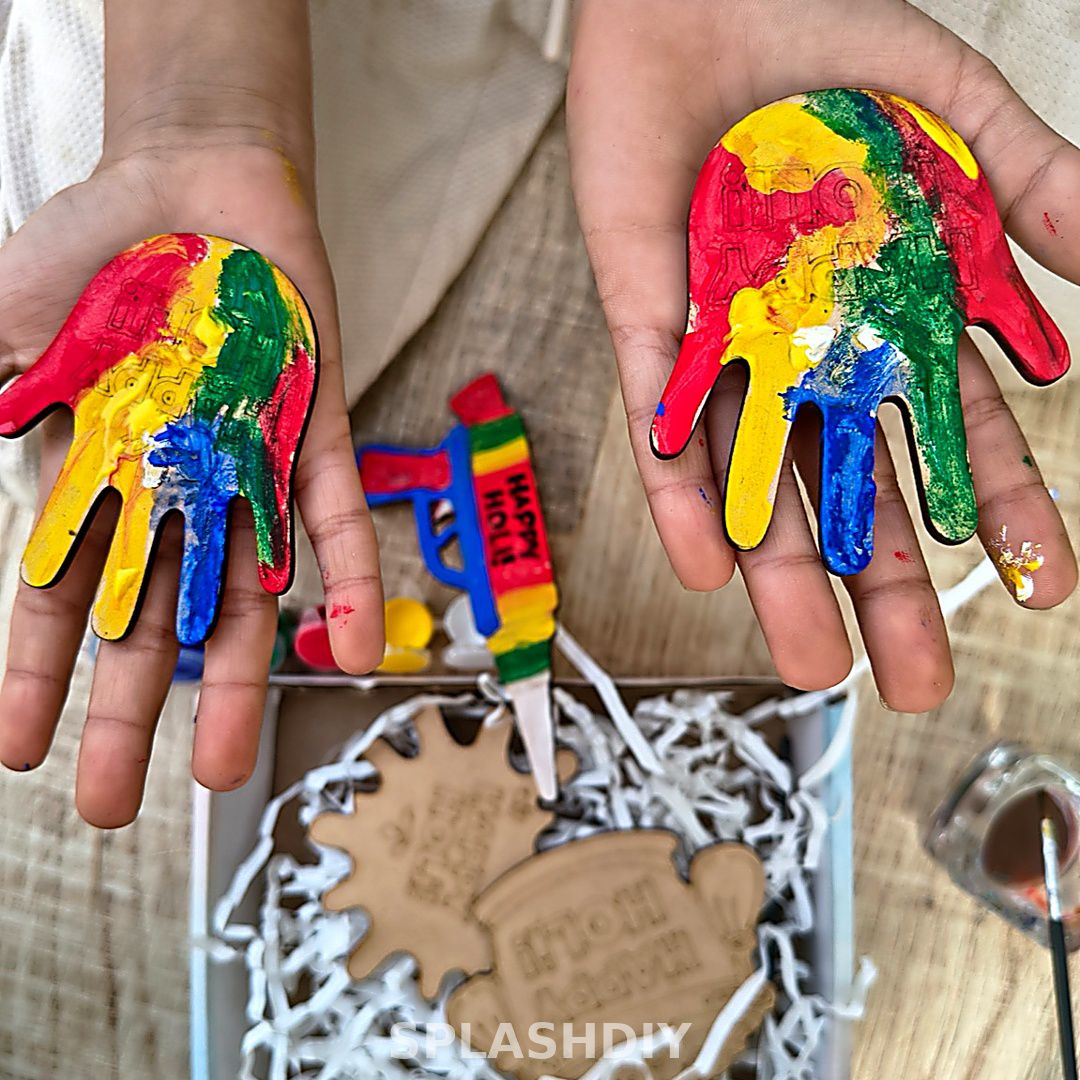 Holi Fridge Magnet DIY Kit for Kids | Paint Your Own Holi Magnet | Festival Craft Kit - Festival