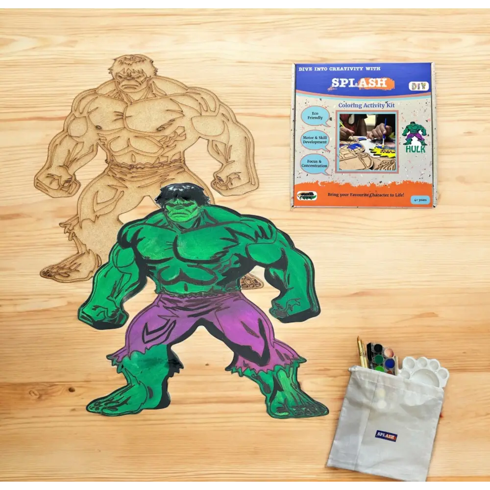 Hulk DIY Kit | Paint Your Own 8 inch Wooden Car Craft Kit | SPLASH DIY by Splash Arts