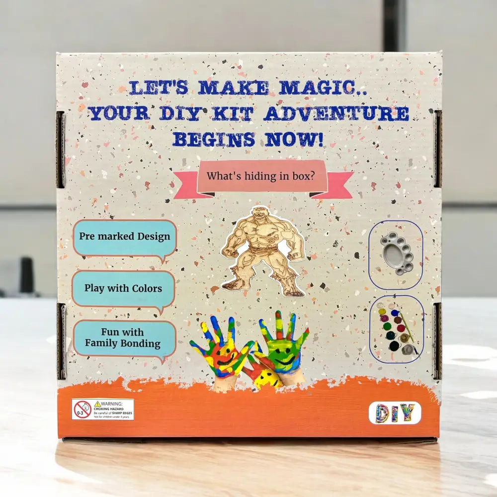 Hulk DIY Kit | Paint Your Own 8 inch Wooden Car Craft Kit | SPLASH DIY by Splash Arts