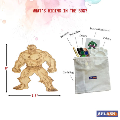 Hulk DIY Kit | Paint Your Own 8 inch Wooden Car Craft Kit | SPLASH DIY by Splash Arts