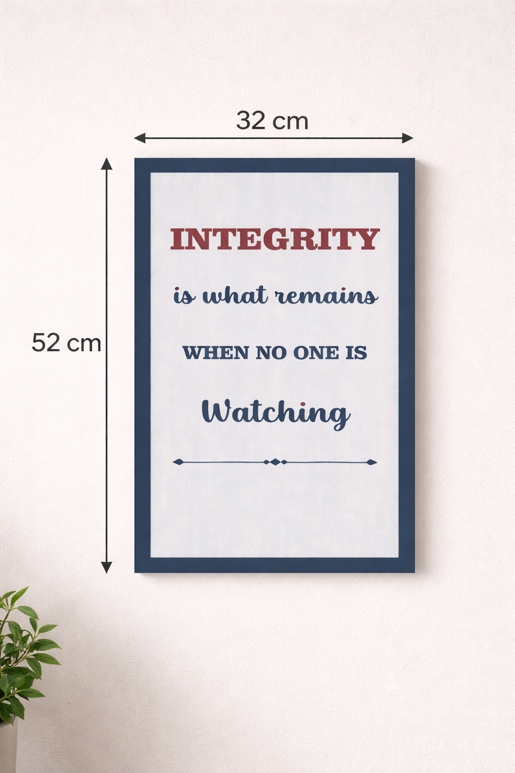 Integrity Wall Frame – Motivational Quote Decor - 32 cm × 52 cm - Wall hanging