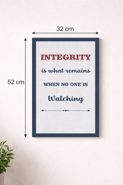 Integrity Wall Frame – Motivational Quote Decor - 32 cm × 52 cm - Wall hanging