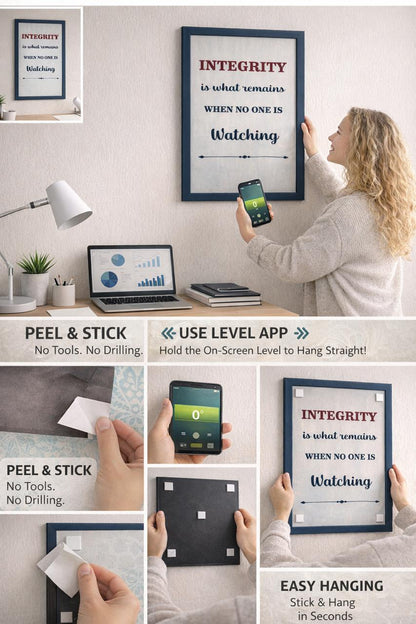 Integrity Wall Frame – Motivational Quote Decor - 32 cm × 52 cm - Wall hanging