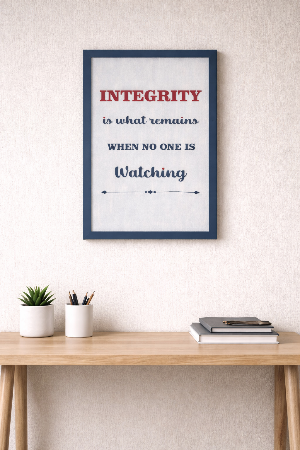 Integrity Wall Frame – Motivational Quote Decor - 32 cm × 52 cm - Wall hanging