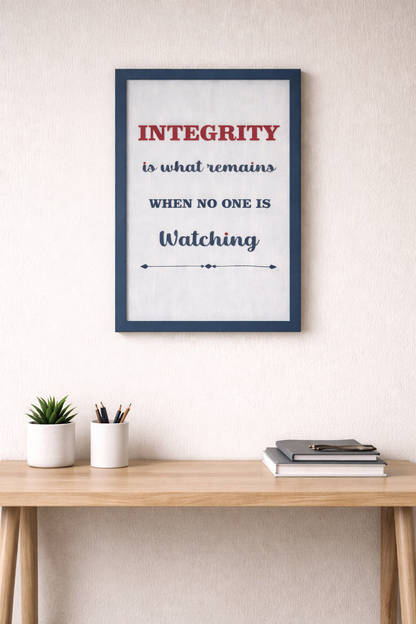 Integrity Wall Frame – Motivational Quote Decor - 32 cm × 52 cm - Wall hanging