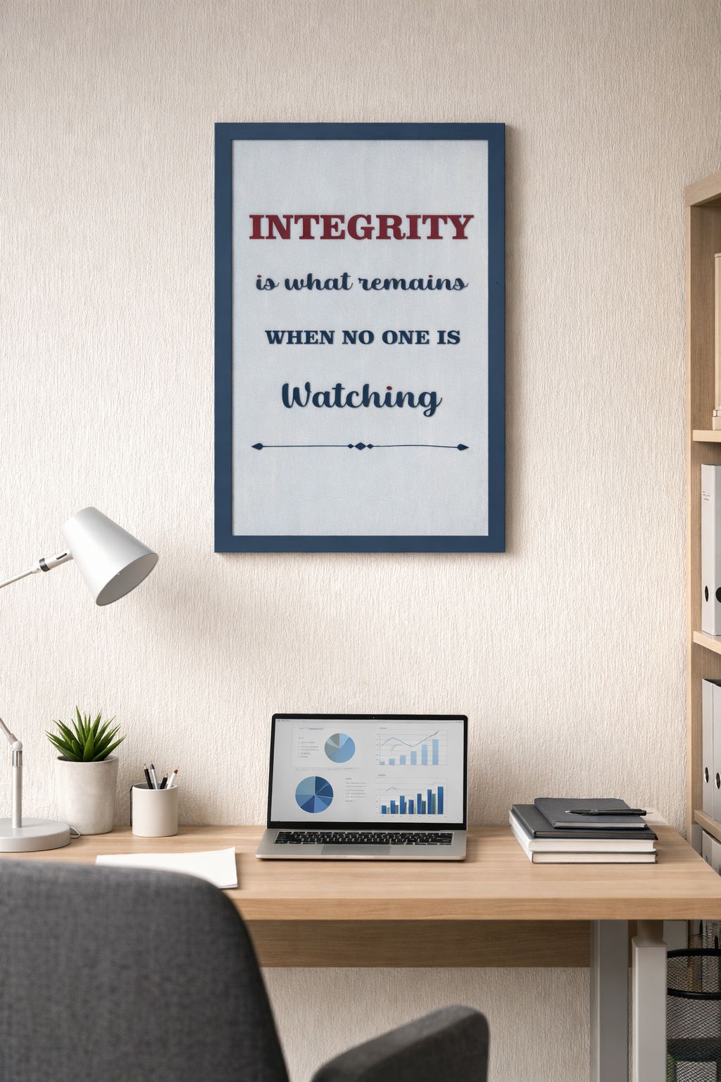 Integrity Wall Frame – Motivational Quote Decor - 32 cm × 52 cm - Wall hanging