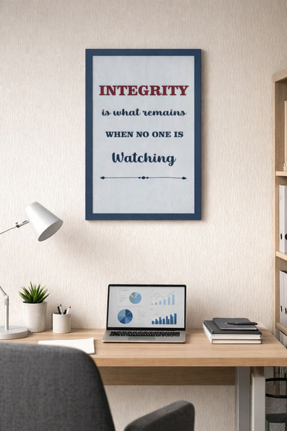 Integrity Wall Frame – Motivational Quote Decor - 32 cm × 52 cm - Wall hanging