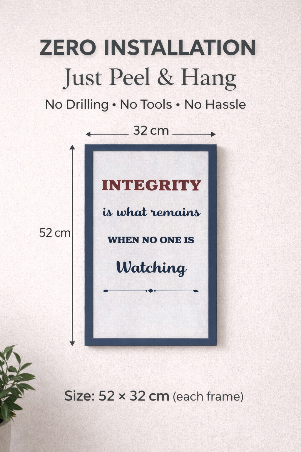 Integrity Wall Frame – Motivational Quote Decor - 32 cm × 52 cm - Wall hanging