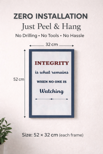 Integrity Wall Frame – Motivational Quote Decor - 32 cm × 52 cm - Wall hanging