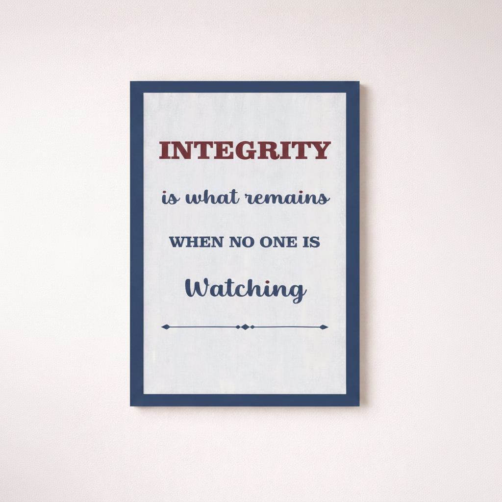 Integrity Wall Frame – Motivational Quote Decor - 32 cm × 52 cm - Wall hanging
