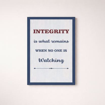Integrity Wall Frame – Motivational Quote Decor - 32 cm × 52 cm - Wall hanging