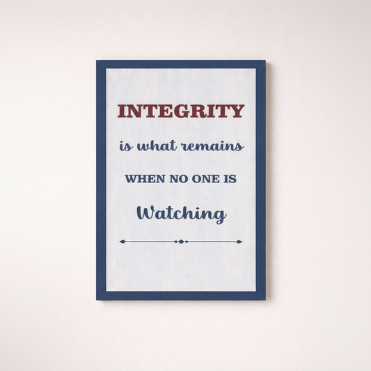 Integrity Wall Frame – Motivational Quote Decor - 32 cm × 52 cm - Wall hanging