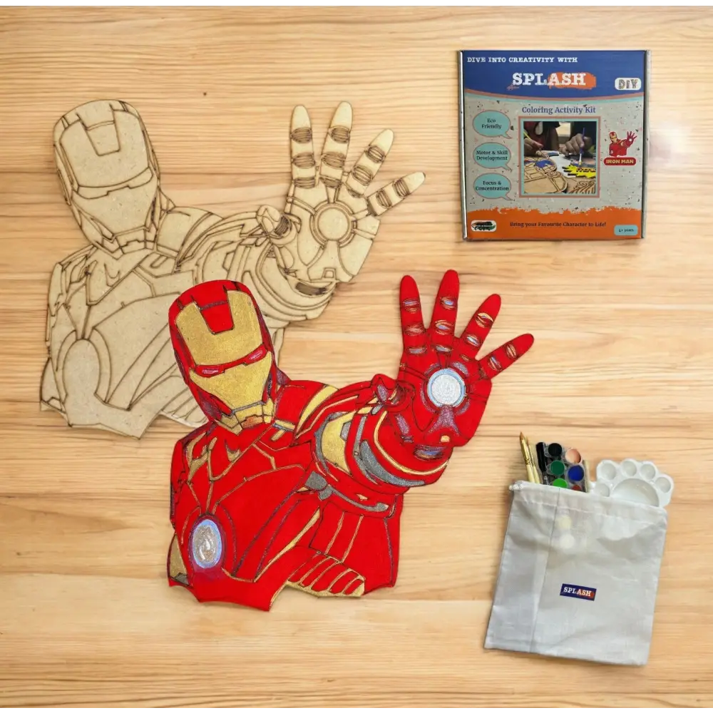 Iron Man DIY Kit | Paint Your Own 8 inch Wooden Car Craft Kit | SPLASH DIY by Splash Arts