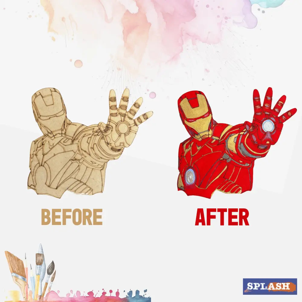 Iron Man DIY Kit | Paint Your Own 8 inch Wooden Car Craft Kit | SPLASH DIY by Splash Arts