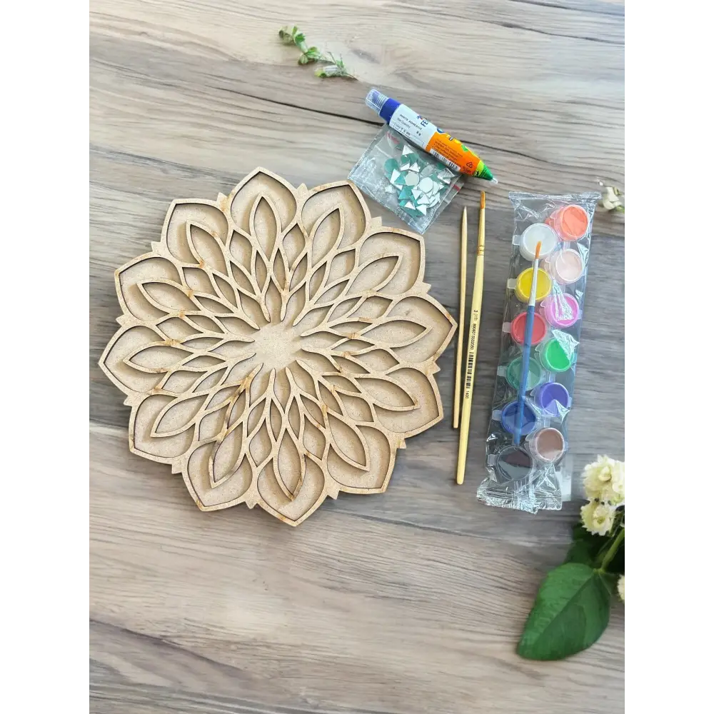 Leaf and Flower Double Layerd Rangoli Design - 9inch DIY Kit I SPLASH DIY by Splash Arts - Festival