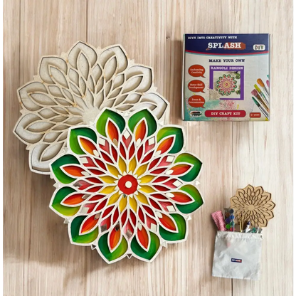 Leaf and Flower Double Layerd Rangoli Design - 9inch DIY Kit I SPLASH DIY by Splash Arts - Festival