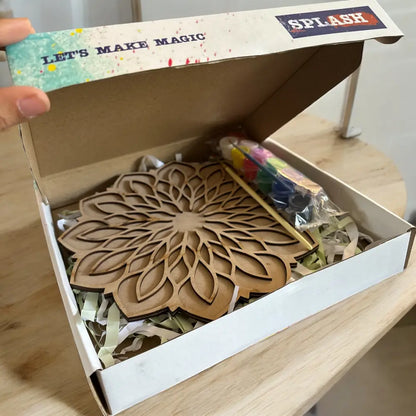 Leaf and Flower Double Layerd Rangoli Design - 9inch DIY Kit I SPLASH DIY by Splash Arts - Festival