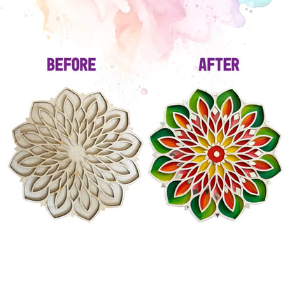 Leaf and Flower Double Layerd Rangoli Design - 9inch DIY Kit I SPLASH DIY by Splash Arts - Festival