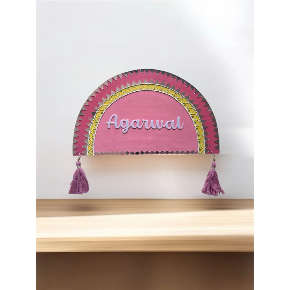 Lippan Art Mud Mirror Work Nameplate - nameplate