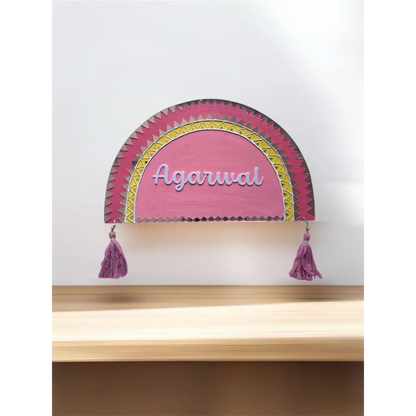 Lippan Art Mud Mirror Work Nameplate - nameplate