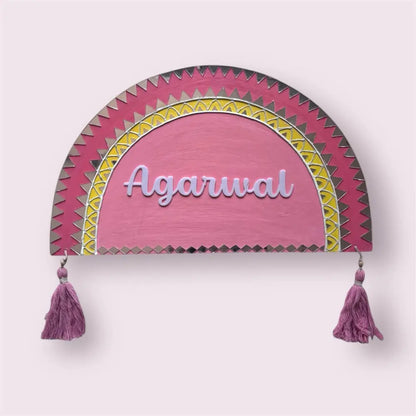 Lippan Art Mud Mirror Work Nameplate - nameplate