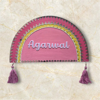 Lippan Art Mud Mirror Work Nameplate - nameplate