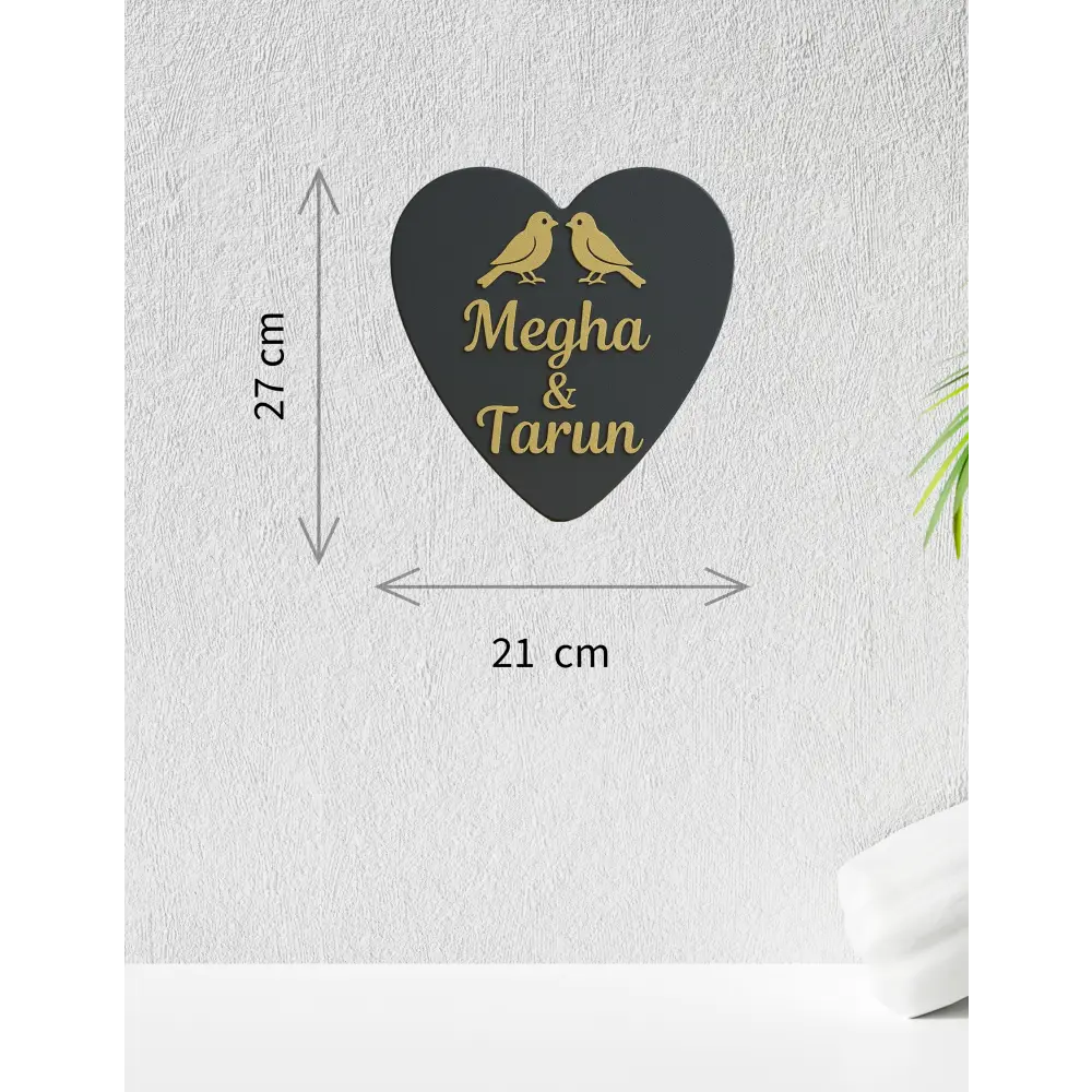 Love Nest Nameplate | Handcrafted Personalized Wooden Name Plate for Home Entrance - nameplate