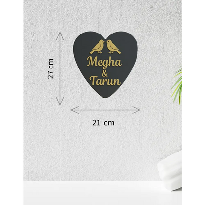 Love Nest Nameplate | Handcrafted Personalized Wooden Name Plate for Home Entrance - nameplate