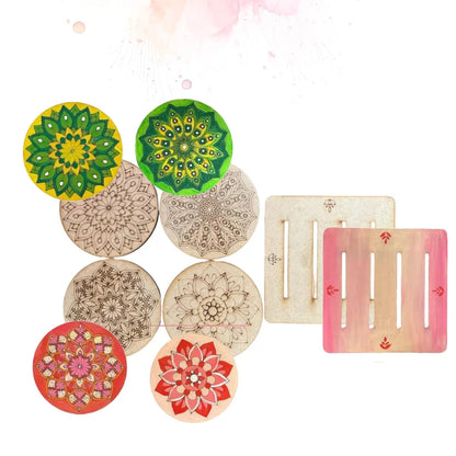 Mandala Coaster DIY Kit for Kids & Adults | Paint Your Own Wooden Coasters | SPLASH DIY by Splash Arts