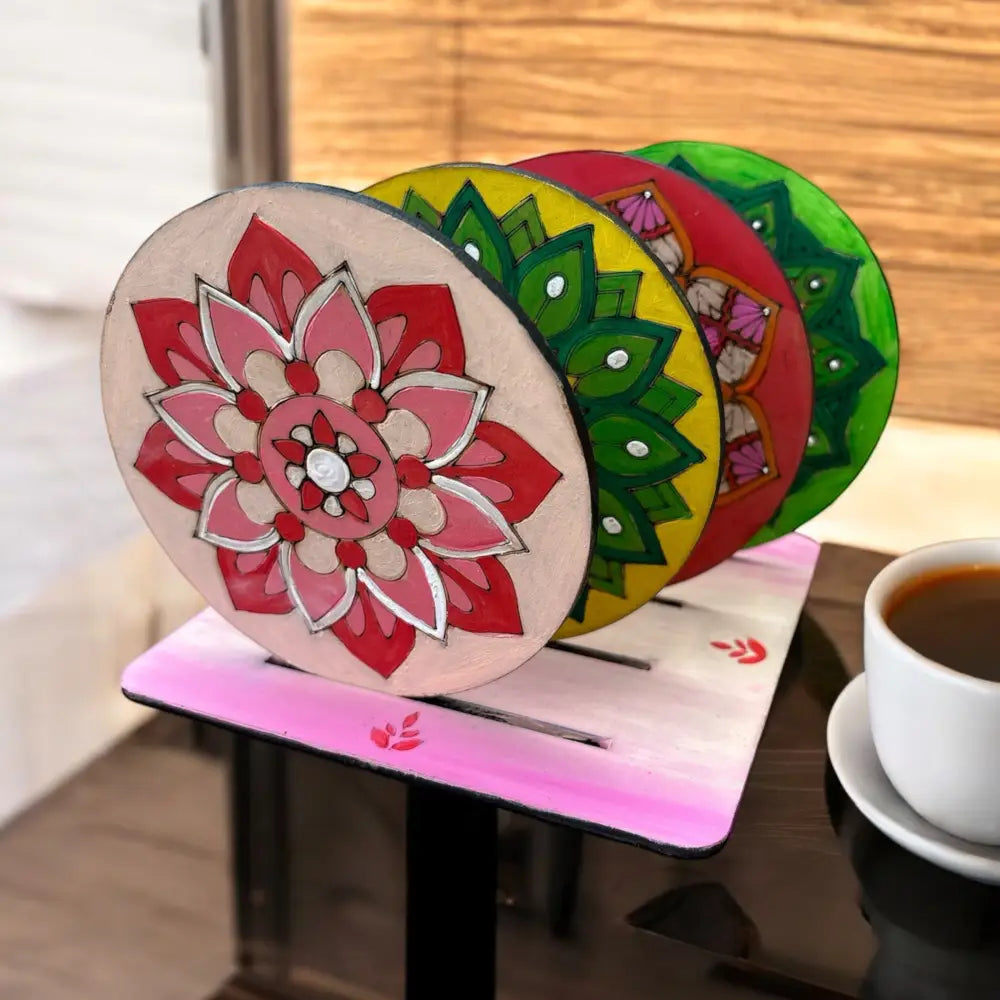 Mandala Coaster DIY Kit for Kids & Adults | Paint Your Own Wooden Coasters | SPLASH DIY by Splash Arts