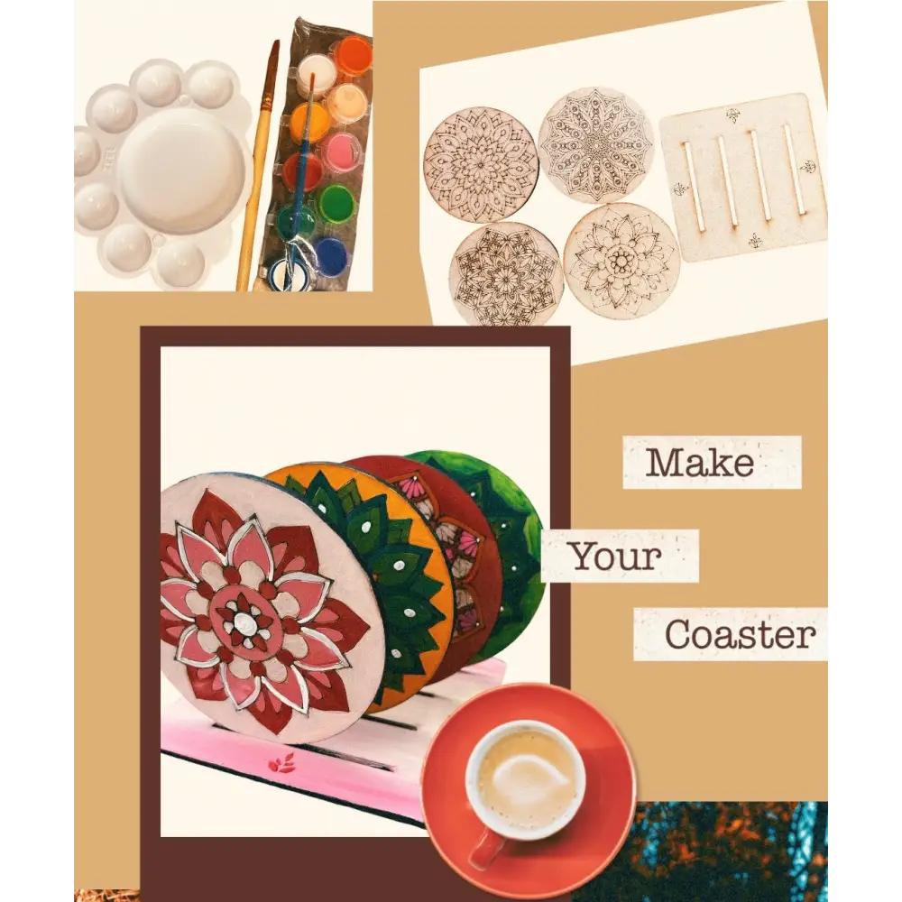 Mandala Coaster DIY Kit for Kids & Adults | Paint Your Own Wooden Coasters | SPLASH DIY by Splash Arts