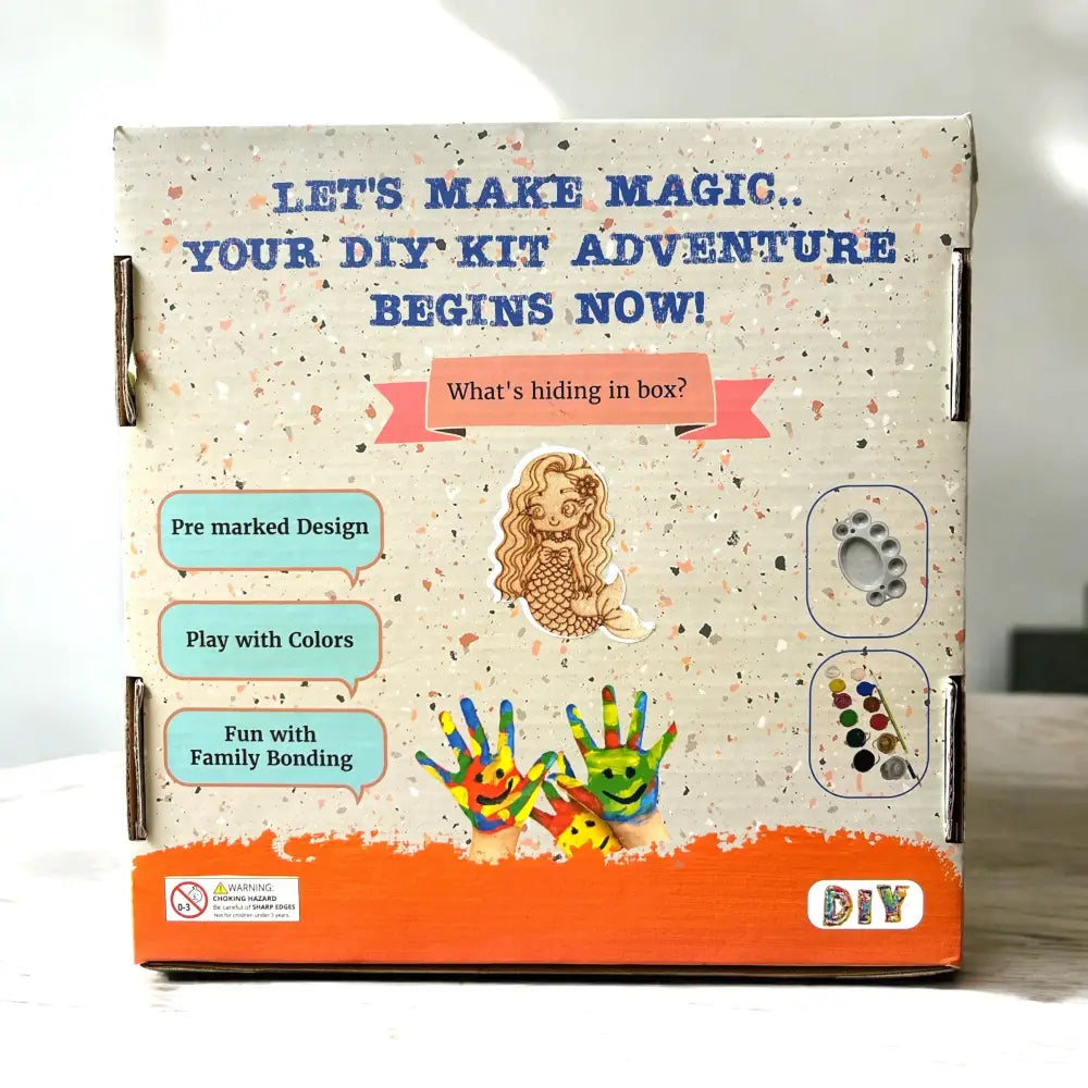 Mermaid DIY Kit | Paint Your Own 8 inch Wooden Car Craft Kit | SPLASH DIY by Splash Arts