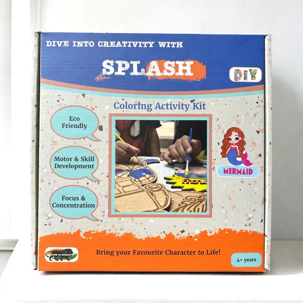 Mermaid DIY Kit | Paint Your Own 8 inch Wooden Car Craft Kit | SPLASH DIY by Splash Arts