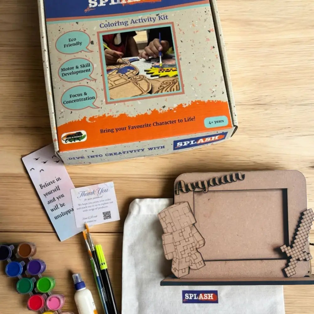 Minecraft Photo Frame DIY Kit for Kids | Paint Your Own Pixel Photo Frame | SPLASH DIY by Splash Arts - photoframe