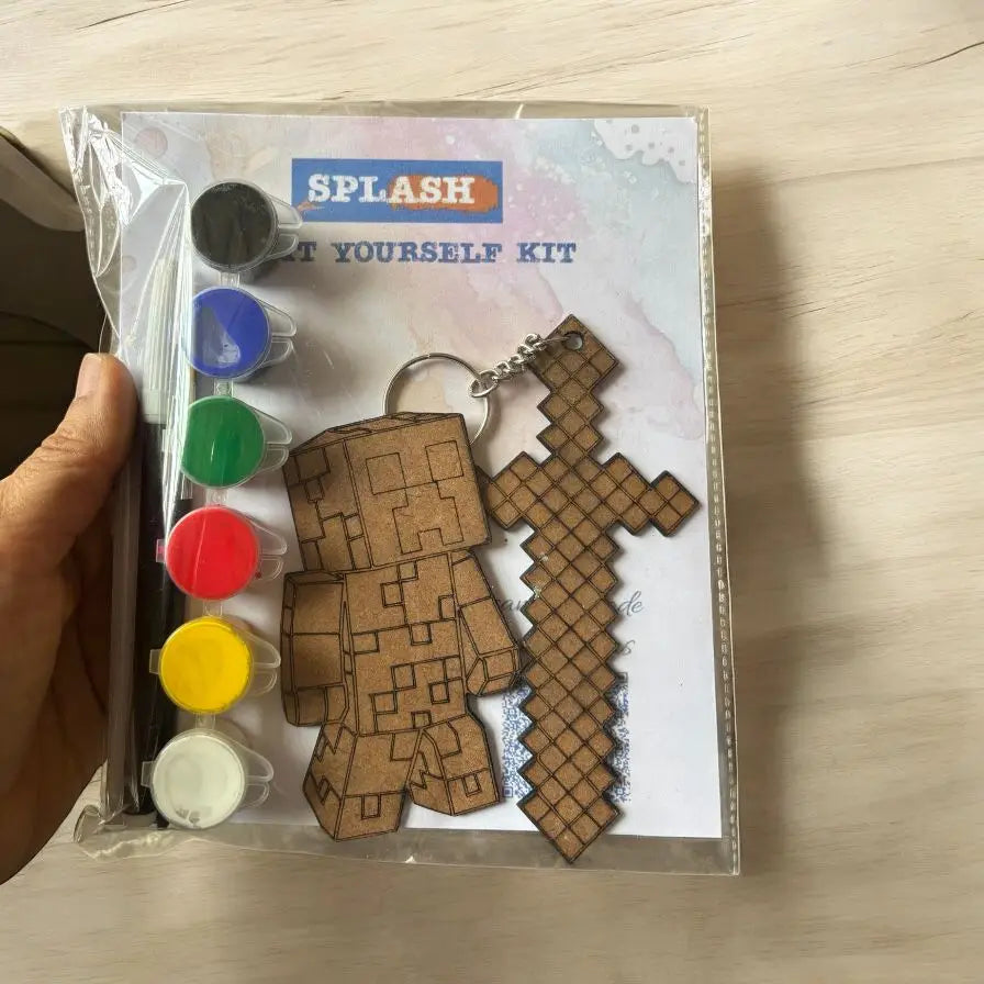 Minecraft Sword Keychain and Criper Fridge Magnet DIY Kit | Paint Your Own Fridge Magnet | SPLASH DIY by Splash Arts