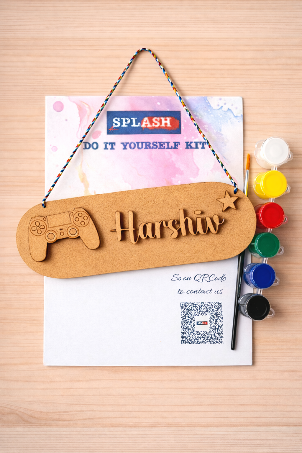Controller theme personalised nameplate DIY kit for kids with paint colors and brush perfect for birthday return gifts