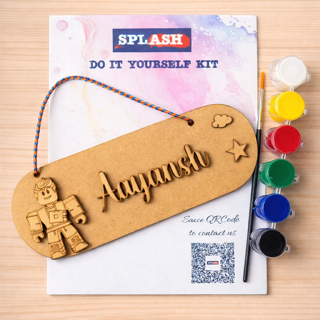 Roblox theme personalised nameplate DIY kit for kids with paint colors and brush perfect for birthday return gifts