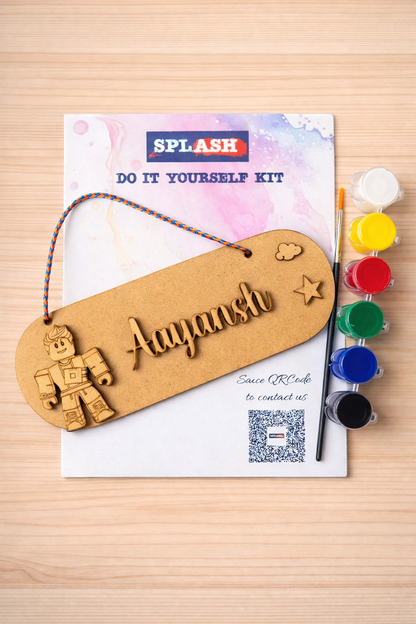Roblox theme personalised nameplate DIY kit for kids with paint colors and brush perfect for birthday return gifts
