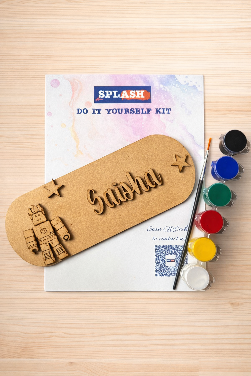 Roblox theme personalised nameplate DIY kit for kids with paint colors and brush perfect for birthday return gifts