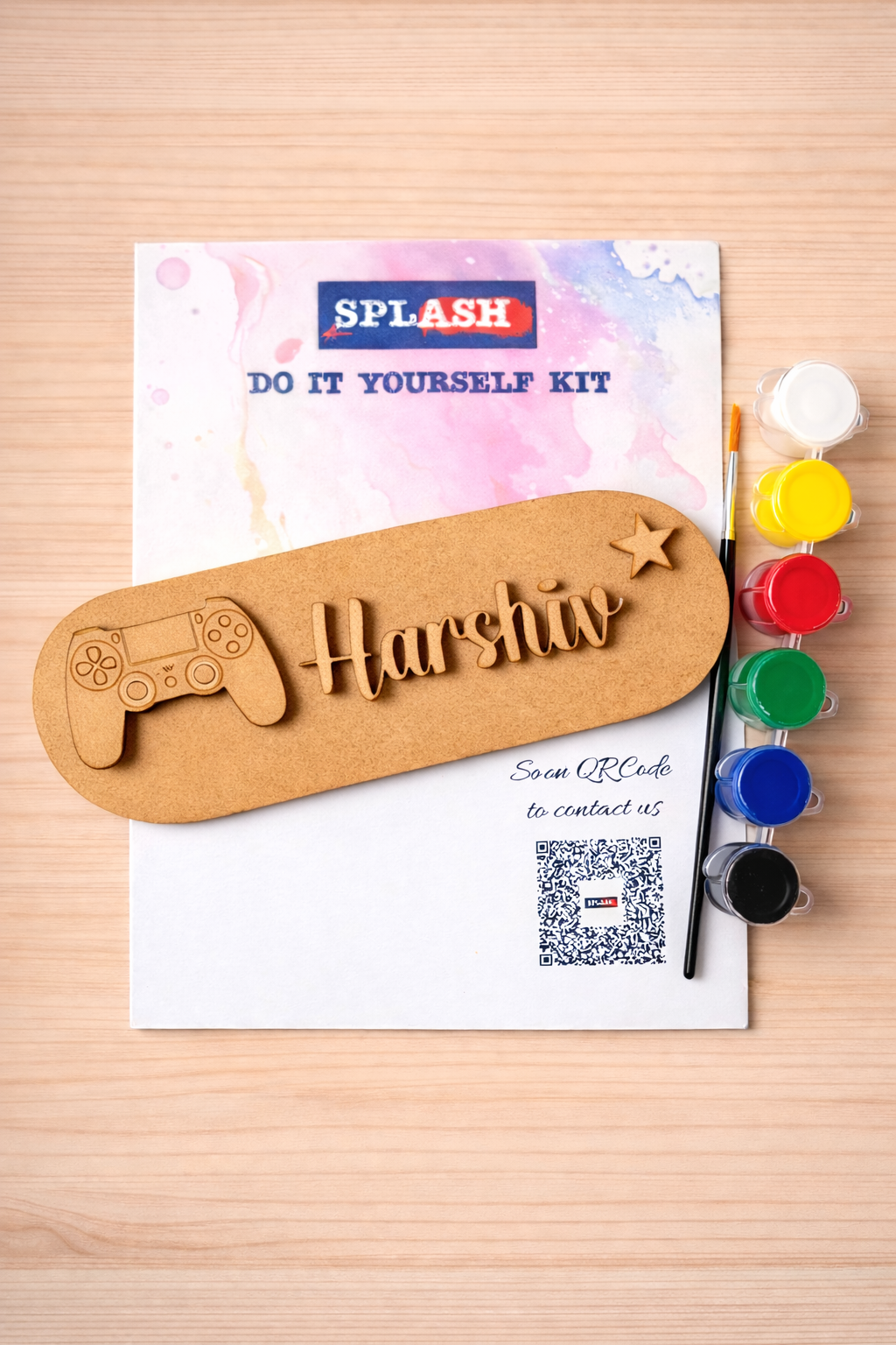 Controller theme personalised nameplate DIY kit for kids with paint colors and brush perfect for birthday return gifts